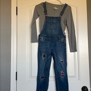 Justice overalls and long sleeve shirt size 8/10